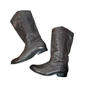 FRYE Pull On Leather Boots Mid Calf 9